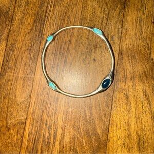Lucky Brand Silver Tone Turquoise & Lapis Bangle